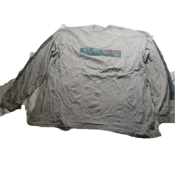 Guess Jeans USA T-Shirt‎ Mens Size 2XL XXL VTG 90s Logo V Neck Gray - Picture 1 of 7